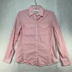 Banana Republic Soft Wash Shirt Pink/White Plaid Sz Small